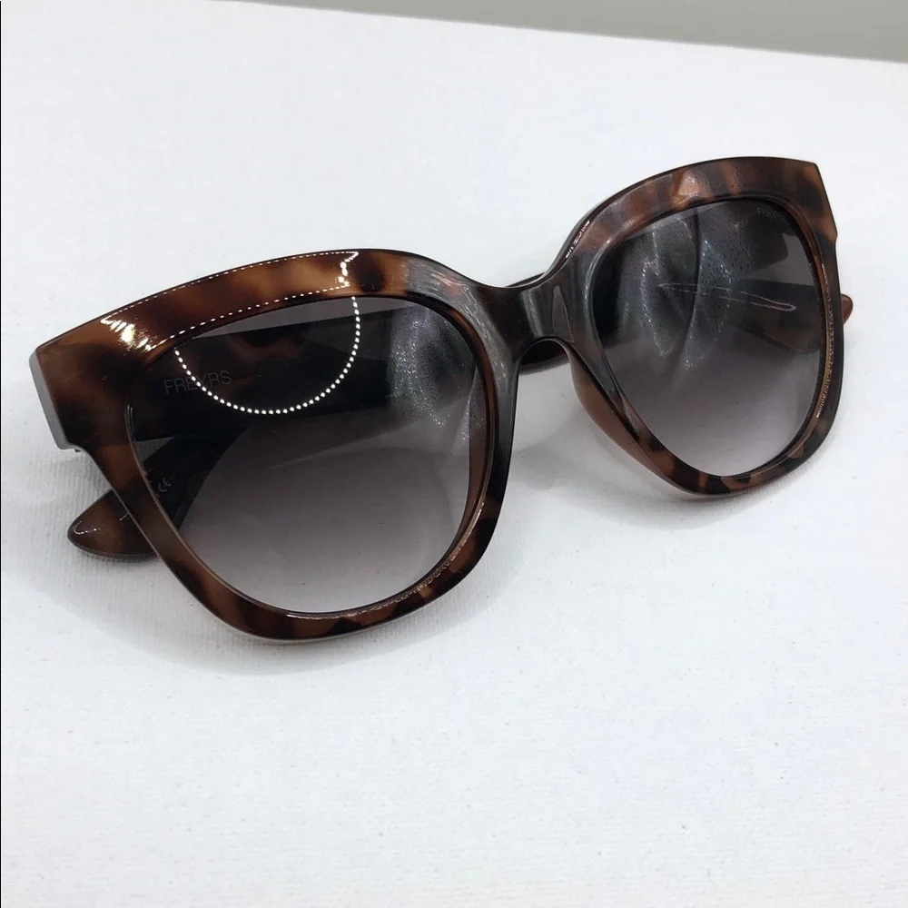 Freyrs Jane Cat Eye Sunglasses Semi Oversized Tortoise Trendy Gradient Lens.